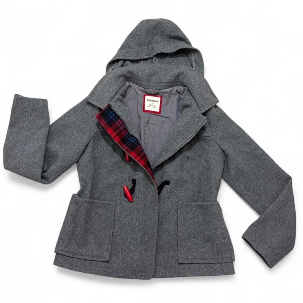 VTG Style Duffle Coat Old Navy Gray Hooded Toggle Winter Coquette Preppy Size M